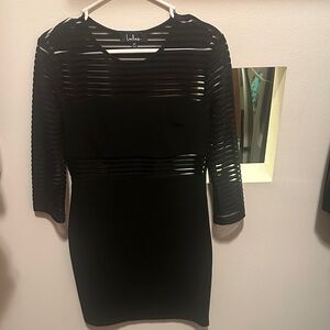 Lulu's Black Striped Sheer Sleeve Dress